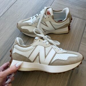 New Balance 327 men’s Women's White and tan Sneakers athletic shoes